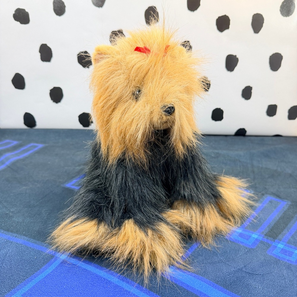 Ty Beanie Buddies Scrappy the Yorkshire Terrier Yorkie Dog Plush 8" Red Bow 2004